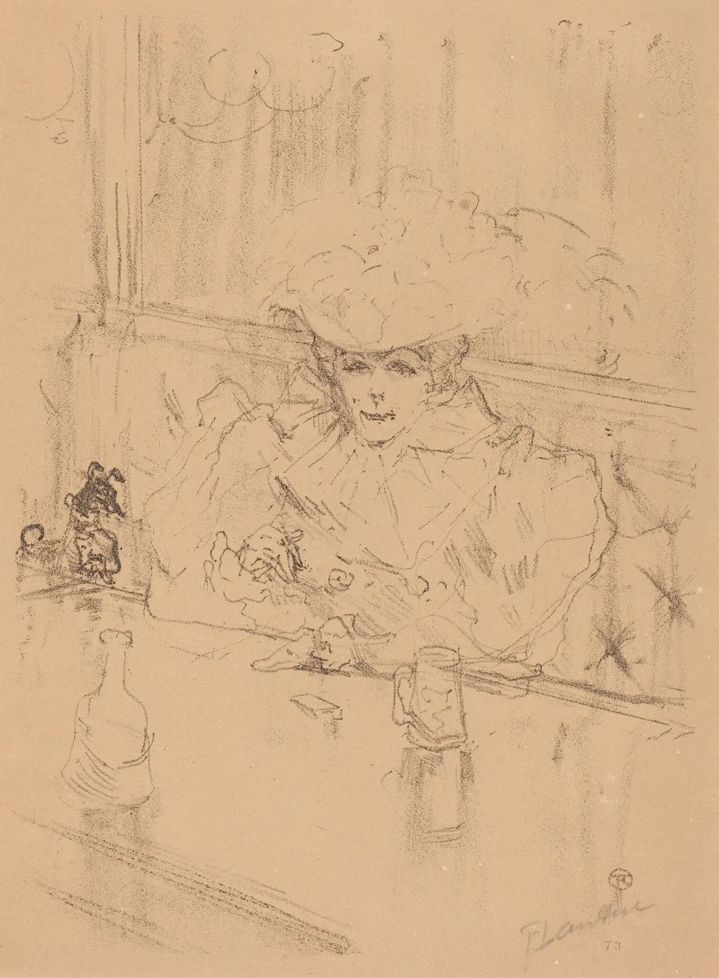 At the Hanneton (Au Hanneton), by Henri de Toulouse-Lautrec, ink, 1898