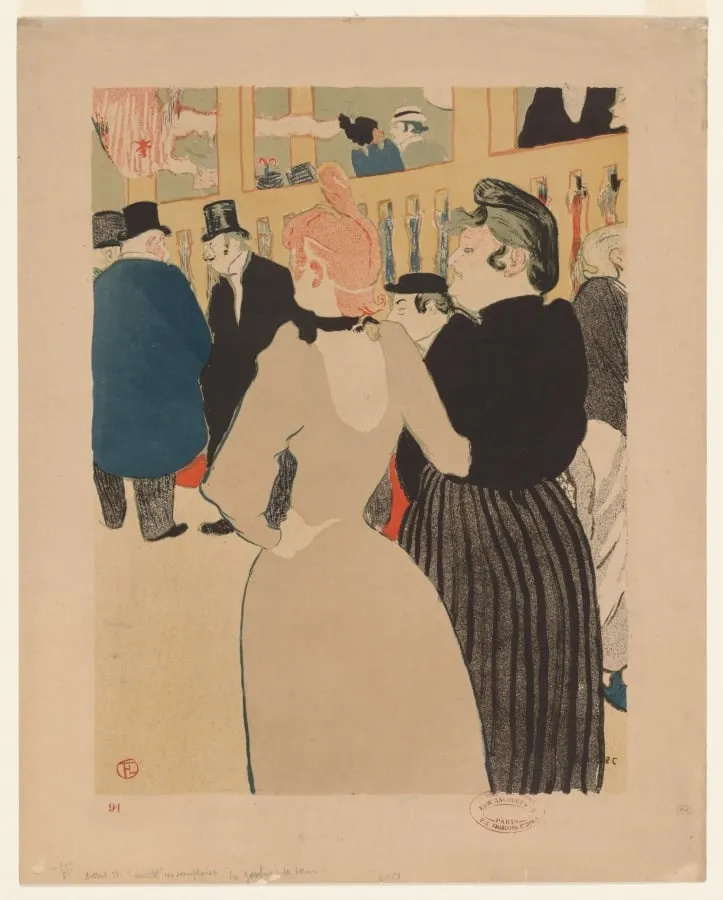 At the Moulin Rouge: La Goulue and Her Sister, by Henri de Toulouse-Lautrec, 1892