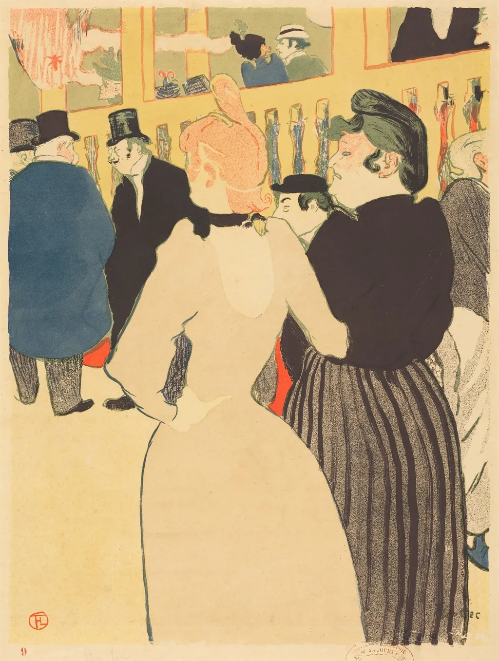 At the Moulin Rouge, la Goulue and Her Sister (Au Moulin Rouge, la Goulue et sa soeur)), by Henri de Toulouse-Lautrec, ink, 1892