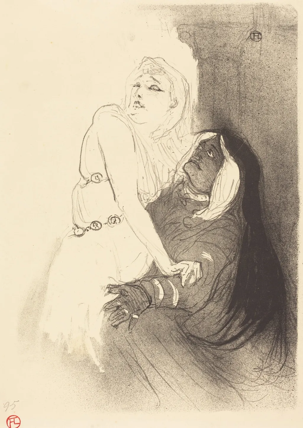 At the Renaissance: Sarah Bernhardt in "Phedre" (A la Renaissance: Sarah Bernhardt dans "Phèdre"), by Henri de Toulouse-Lautrec, ink, 1893