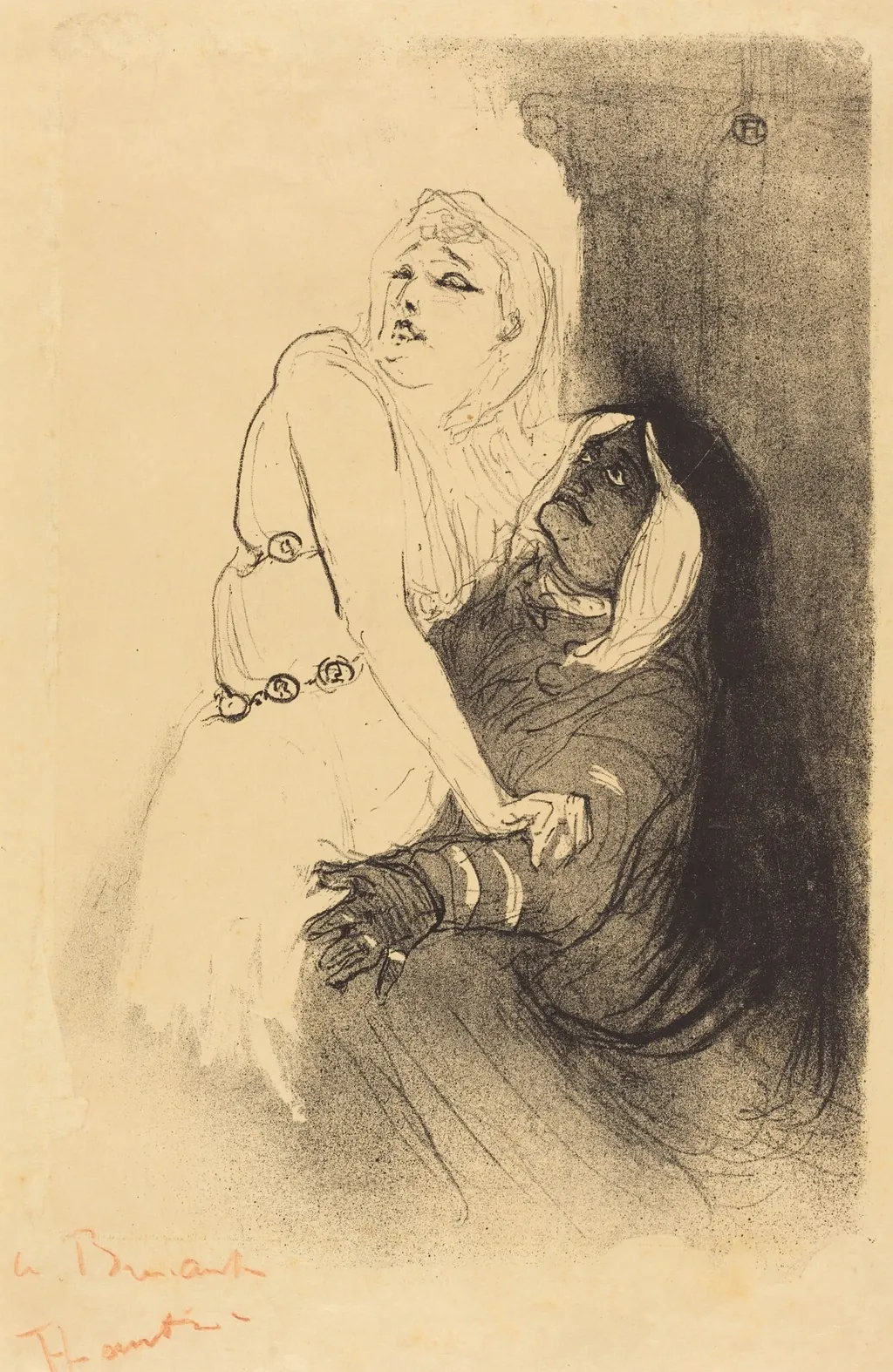 At the Renaissance: Sarah Bernhardt in "Phedre" (A la Renaissance: Sarah Bernhardt dans "Phèdre"), by Henri de Toulouse-Lautrec, ink, 1893