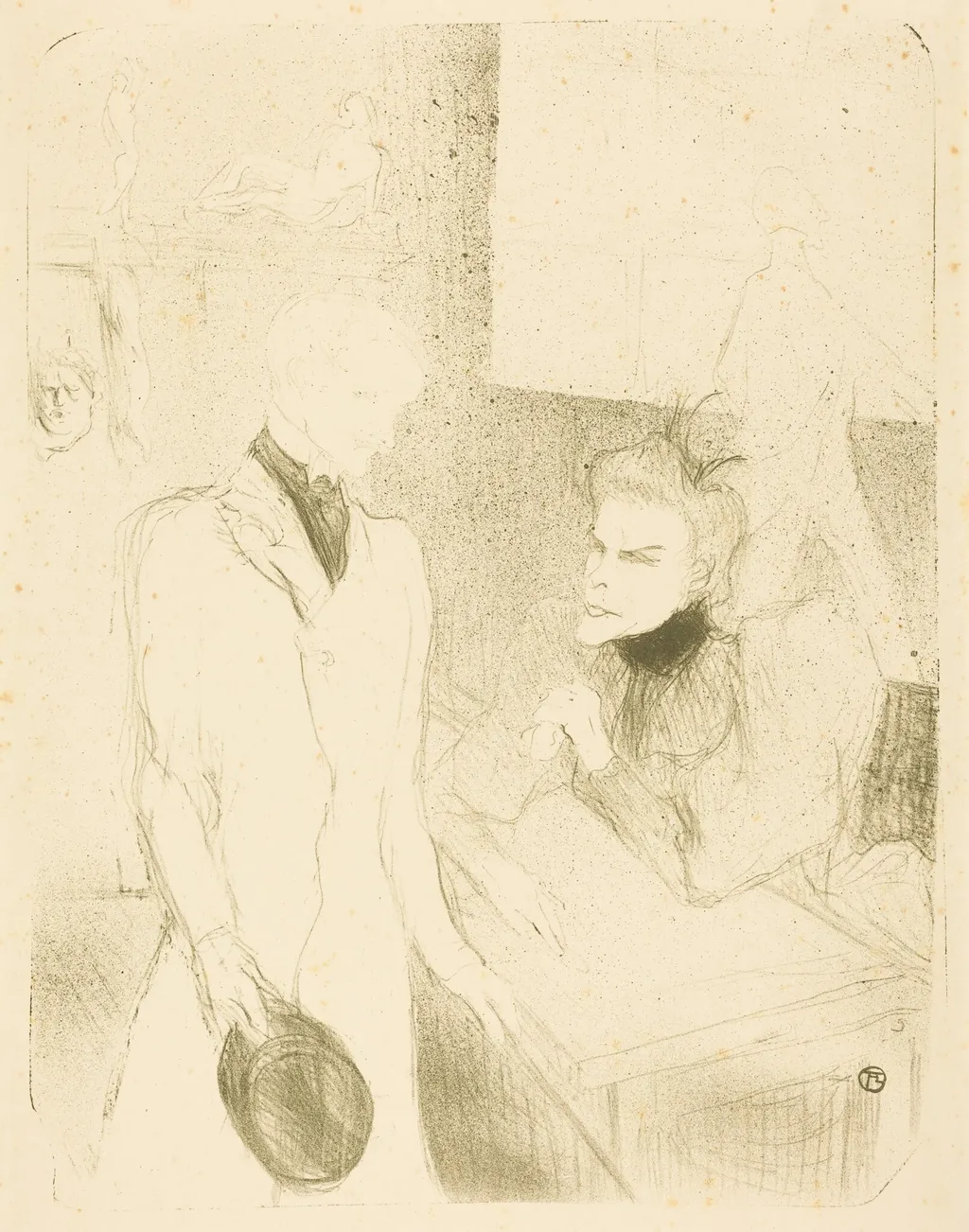 Brandes and Le Bargy in "Cabotins" (Brandès et Les Bargy dans "Cabotins"), by Henri de Toulouse-Lautrec, ink, 1894