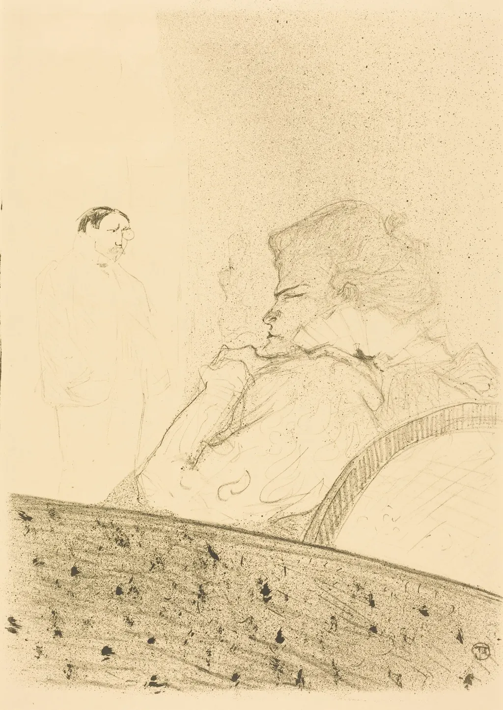 Brandes in His Box (Brandès dans sa loge), by Henri de Toulouse-Lautrec, ink, 1894