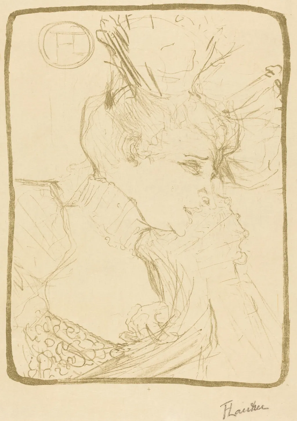 Bust of Mademoiselle Marcelle Lender (Mademoiselle Marcelle Lender, en buste), by Henri de Toulouse-Lautrec, ink, 1895