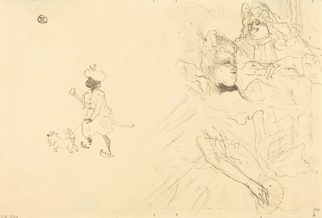 Cover for "L'example de Ninon de Lenclos amoureuse", by Henri de Toulouse-Lautrec, ink, 1897