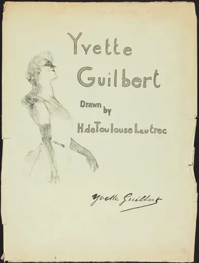 Cover, Yvette Guilbert, by Henri de Toulouse-Lautrec