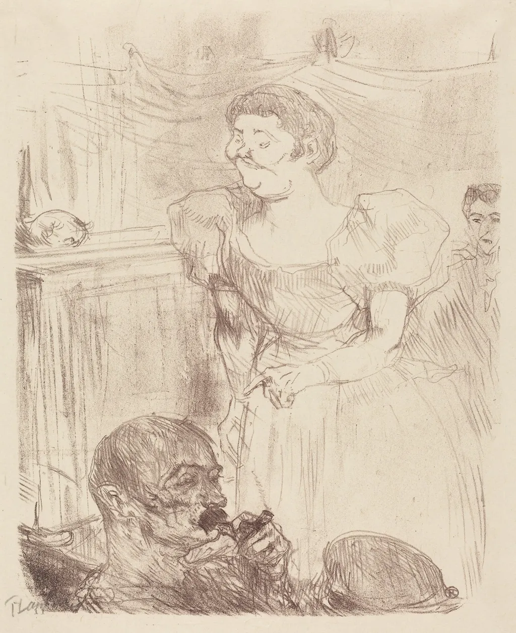 Di Ti Fellow - Englishmen at the Cafe-Concert (Di Ti Fellow - Anglaise au Café-Concert), by Henri de Toulouse-Lautrec, ink, 1898
