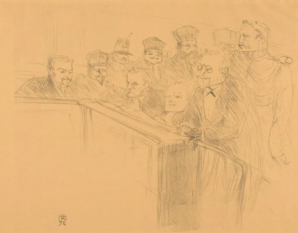 Dupas Deposition (Déposition Dupas), by Henri de Toulouse-Lautrec, ink, 1896