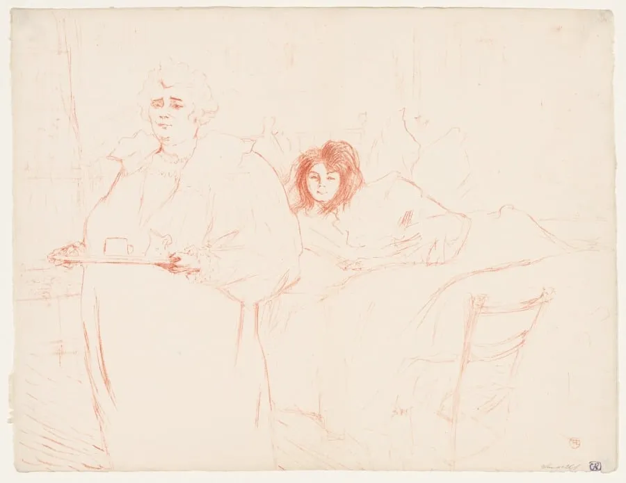 Elles: Woman Carrying a Tray, Mme. Baron and Mlle. Popo, by Henri de Toulouse-Lautrec, 1896