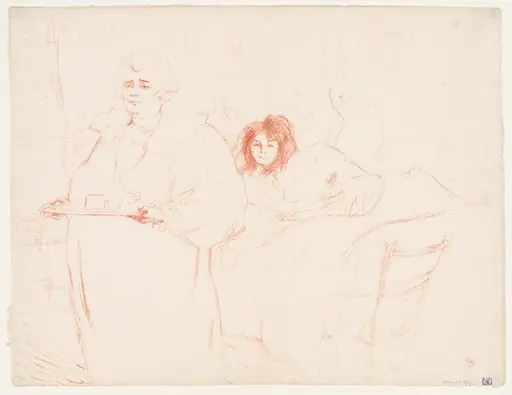 Elles: Woman Carrying a Tray, Mme. Baron and Mlle. Popo, by Henri de Toulouse-Lautrec