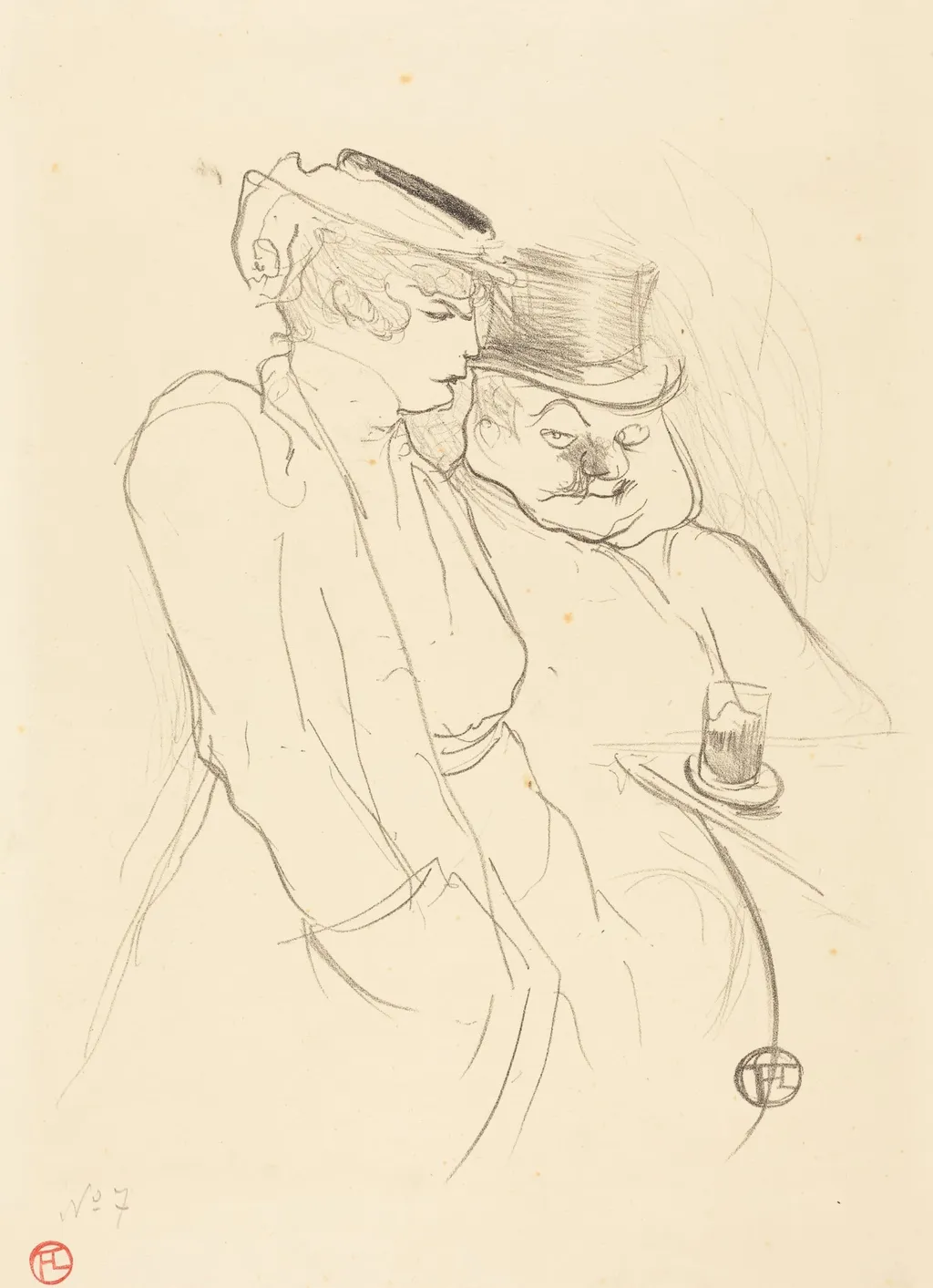 En quarante, by Henri de Toulouse-Lautrec, ink, 1893