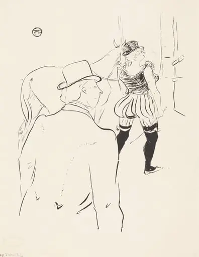 In the Wings of the Folies-Bergere: Mrs. Lona Barrison with Her Manager and Husband, by Henri de Toulouse-Lautrec