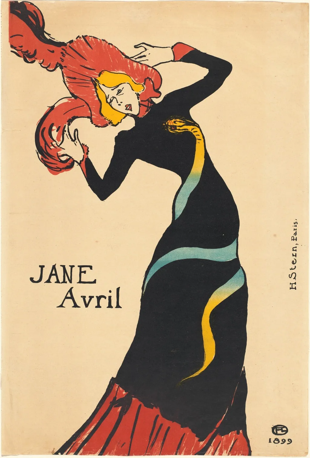 Jane Avril, by Henri de Toulouse-Lautrec, ink, 1899