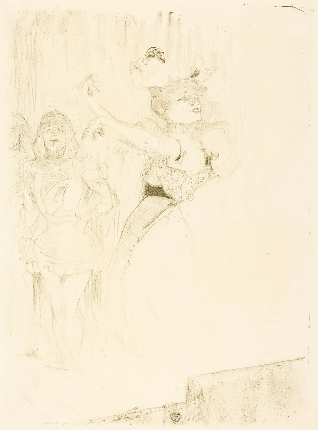 Lender Dancing the Bolero in "Chilperic" (Lender dansant le pas du boléro dans "Chilpéric"), by Henri de Toulouse-Lautrec, ink, 1895