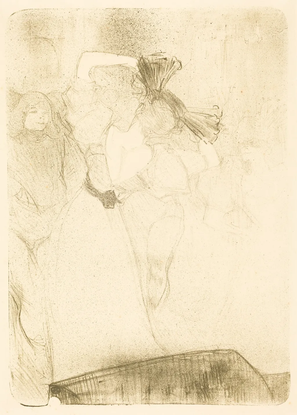 Lender from the Back Dancing the Bolero in "Chilperic" (Lender de dos, dansant le boléro dans "Chilpéric"), by Henri de Toulouse-Lautrec, ink, 1895