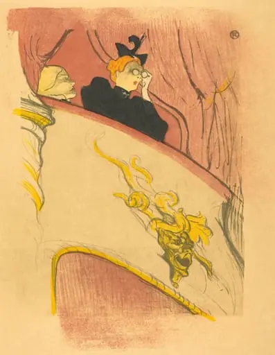 Loge with the Gilt Mask (La loge au mascaron doré), by Henri de Toulouse-Lautrec