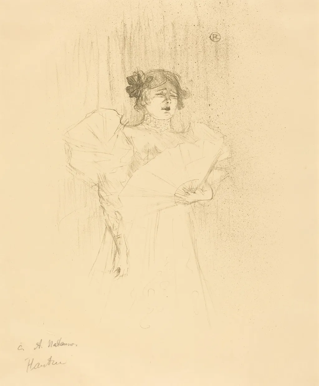 Luce Myres Full Face (Luce Myrès, de face), by Henri de Toulouse-Lautrec, ink, 1895