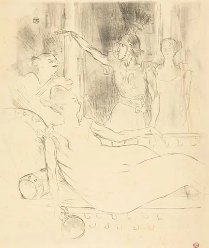 Mme. Simon-Girard, Brasseur, and Guy in "La belle Helene" (Mme. Simon-Girard, Brasseur et Guy dans "La belle Hélène"), by Henri de Toulouse-Lautrec