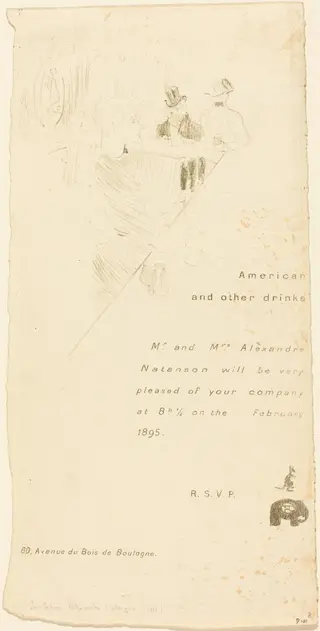 Mr. and Mrs. Alexandre Natanson Invitation, by Henri de Toulouse-Lautrec, 1895