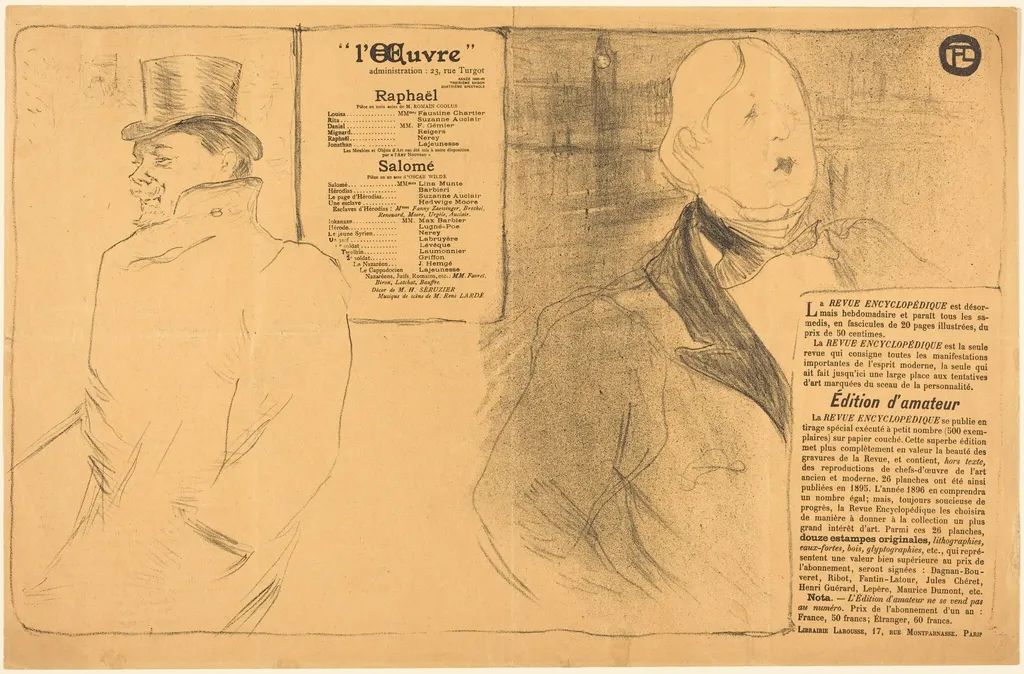 Raphaël; Salomé, by Henri de Toulouse-Lautrec, ink, 1896