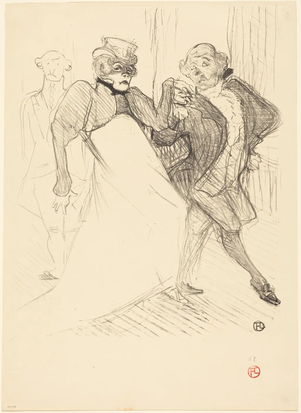 Rejane and Galipaux in "Madame Sans-Gêne" (Réjane et Galipaux dans "Madame Sans-Gêne"), by Henri de Toulouse-Lautrec, ink, 1894