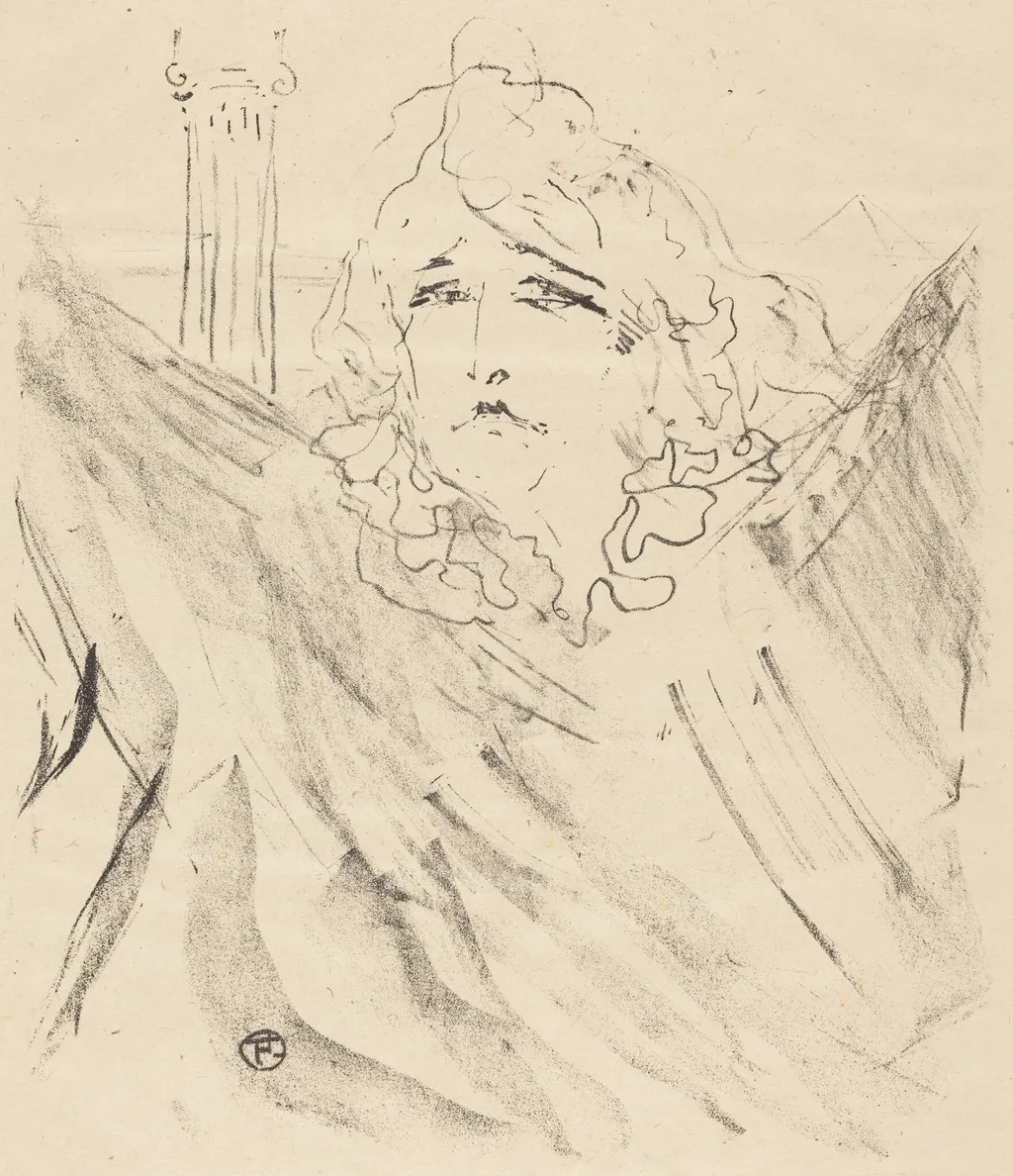 Sarah Bernhardt in "Cleopatra" (Sarah Bernhardt dans "Cléopatre"), by Henri de Toulouse-Lautrec, ink, 1896