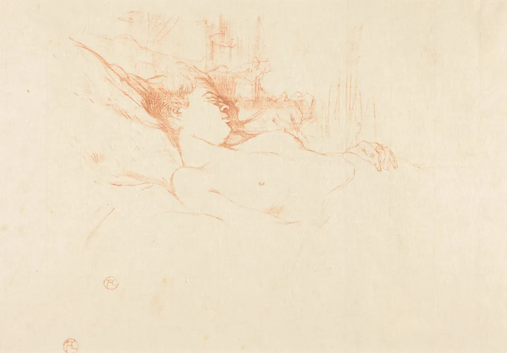 Sleep (Le sommeil), by Henri de Toulouse-Lautrec, ink, 1896