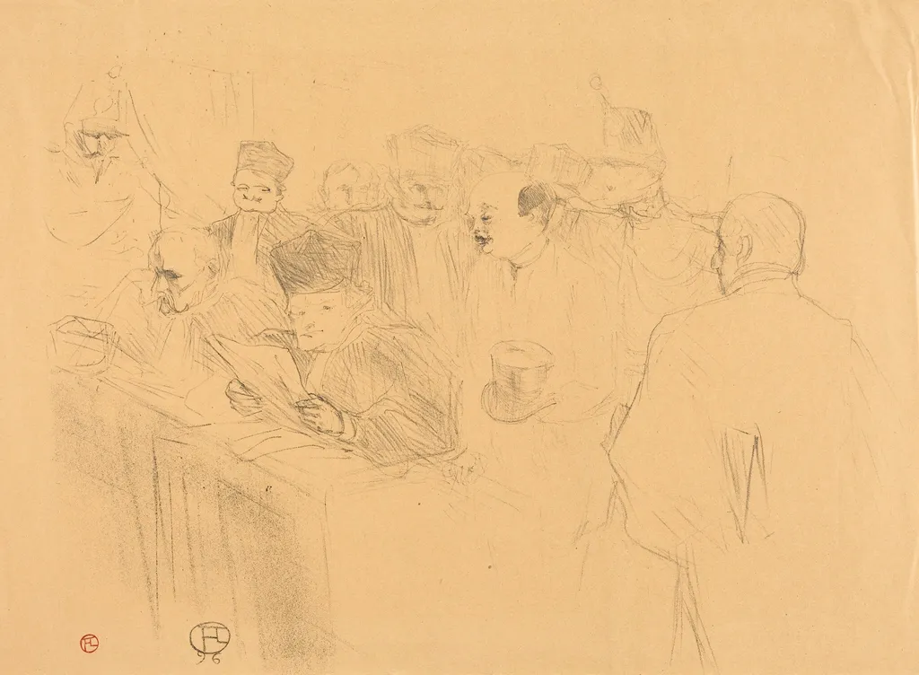 Soudais Deposition (Déposition Soudais), by Henri de Toulouse-Lautrec, ink, 1896