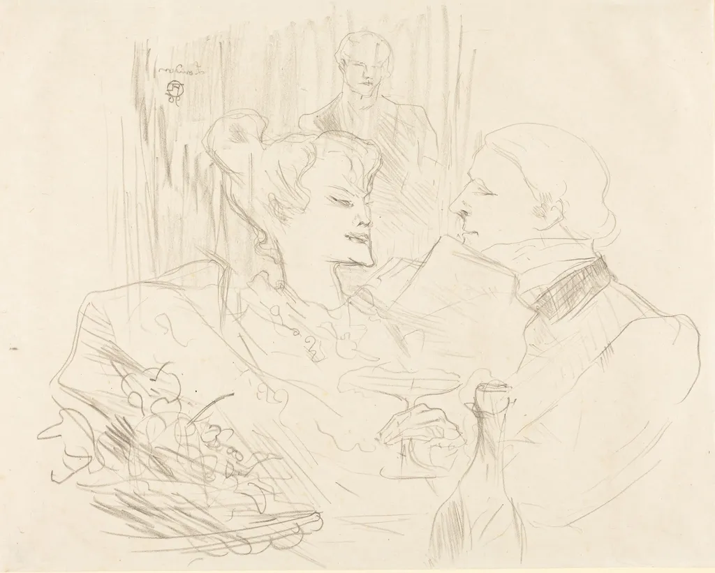 Supper in London (Souper à Londres), by Henri de Toulouse-Lautrec, ink, 1896