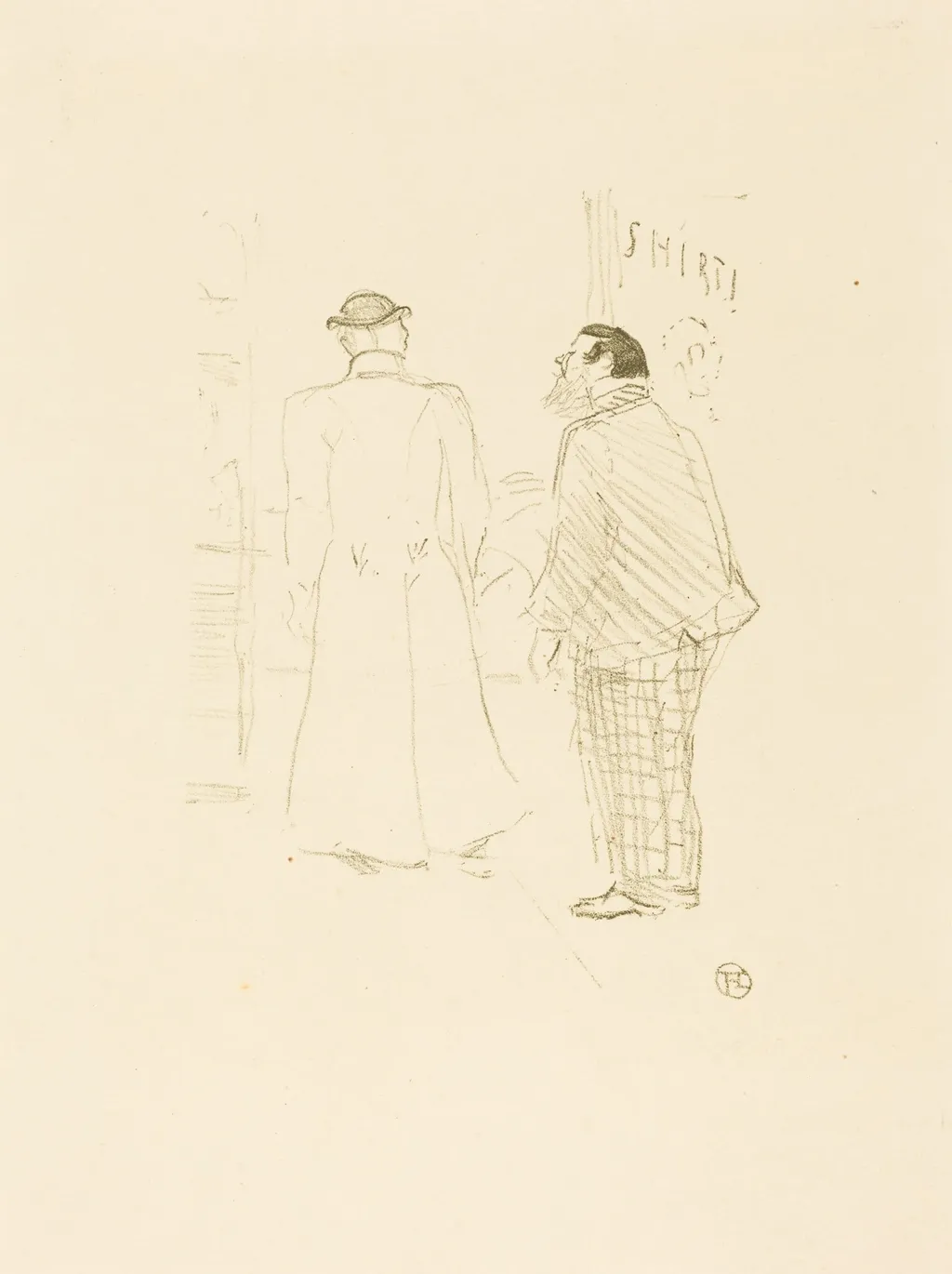 The First Vendor of Jourdan and Brown (Le premier vendeur de Jourdan et Brown), by Henri de Toulouse-Lautrec, ink, 1897