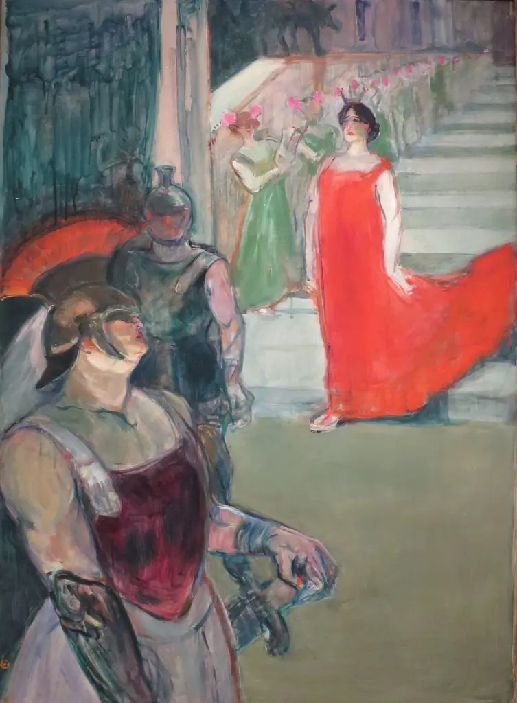 The Opera 'Messalina' at Bordeaux (Messaline descend l'escalier bordé de figurants), by Henri de Toulouse-Lautrec