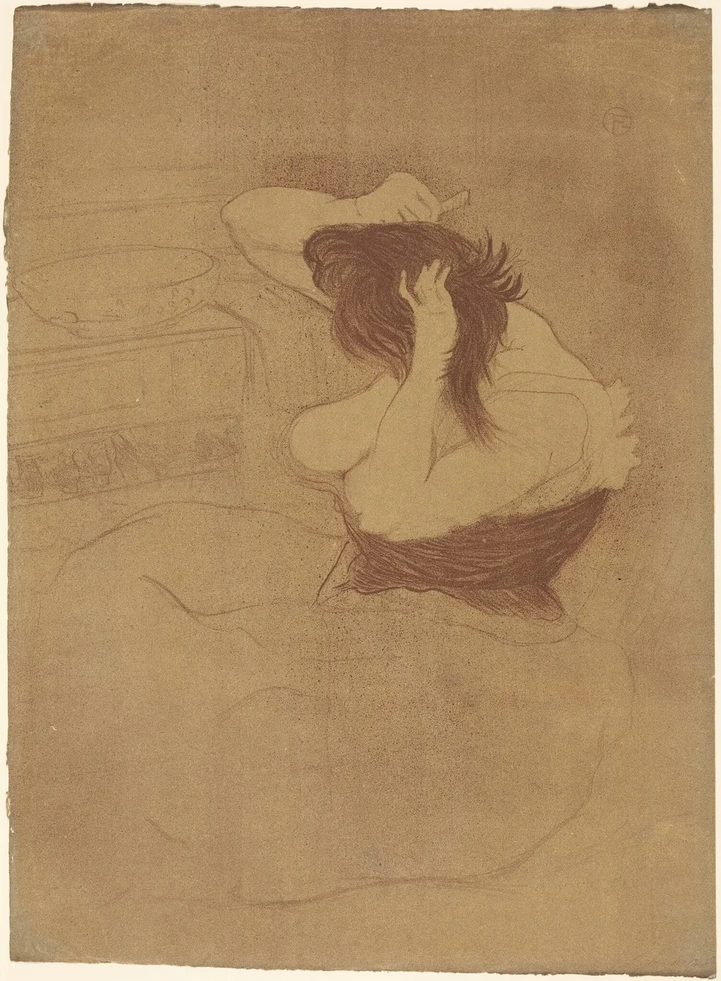 Woman Combing Her Hair (Femme qui se peigne), by Henri de Toulouse-Lautrec, ink, 1896