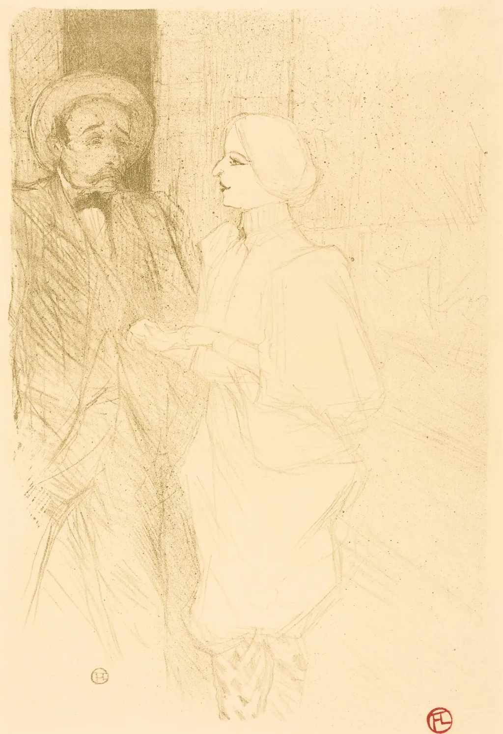 Yahne and Mayer in "L'age difficile" (Yahne et Mayer dans "L'age difficile"), by Henri de Toulouse-Lautrec, ink, 1895