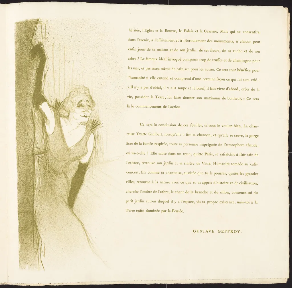 Yvette Guilbert, by Henri de Toulouse-Lautrec, ink, 1894