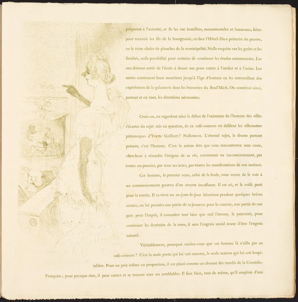 Yvette Guilbert, by Henri de Toulouse-Lautrec, ink, 1894