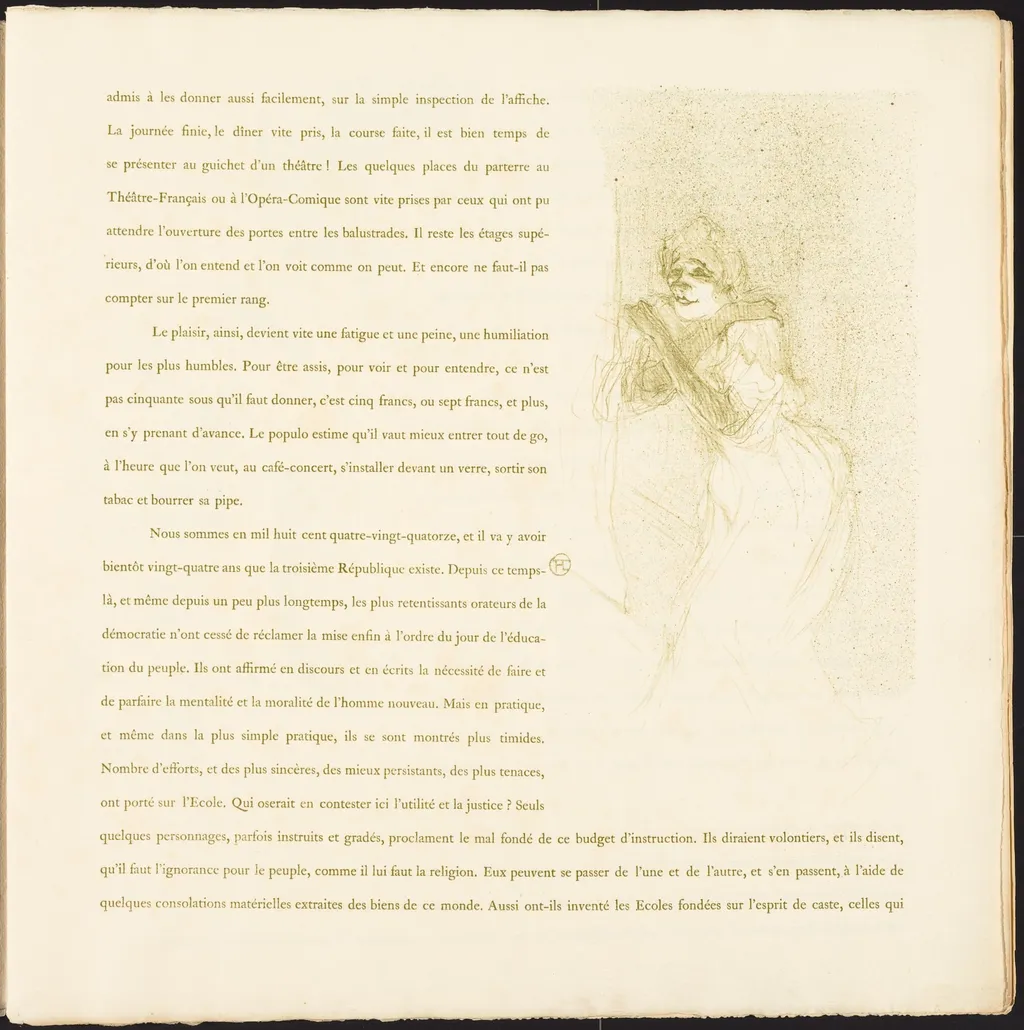 Yvette Guilbert, by Henri de Toulouse-Lautrec, ink, 1894