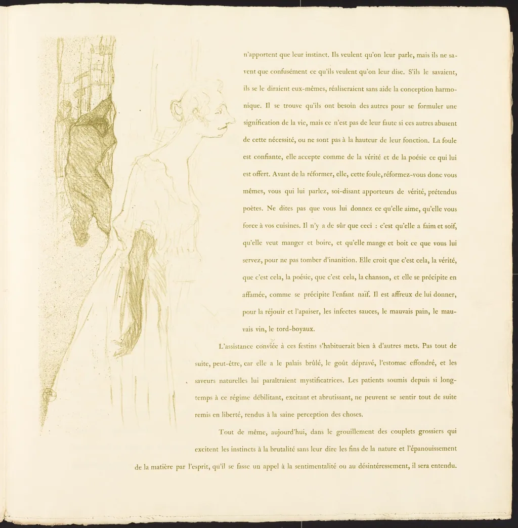 Yvette Guilbert, by Henri de Toulouse-Lautrec, ink, 1894