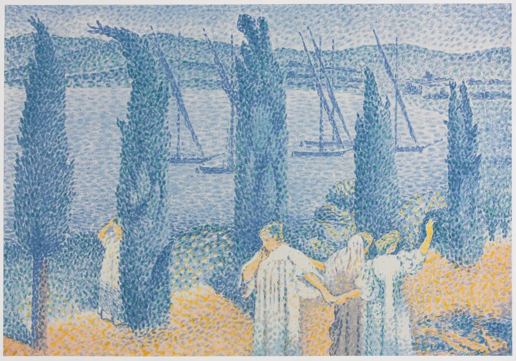 The Promenade (Landscape with Cypresses), by Henri Edmond Cross, 1897