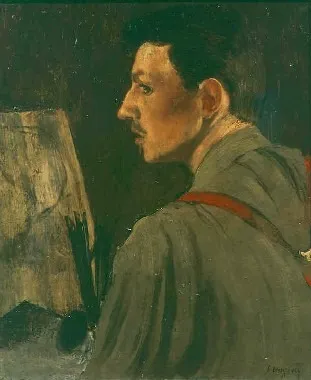 Portret van de kunstenaar met een schildersezel, by Henri Evenepoel, oil, 1898