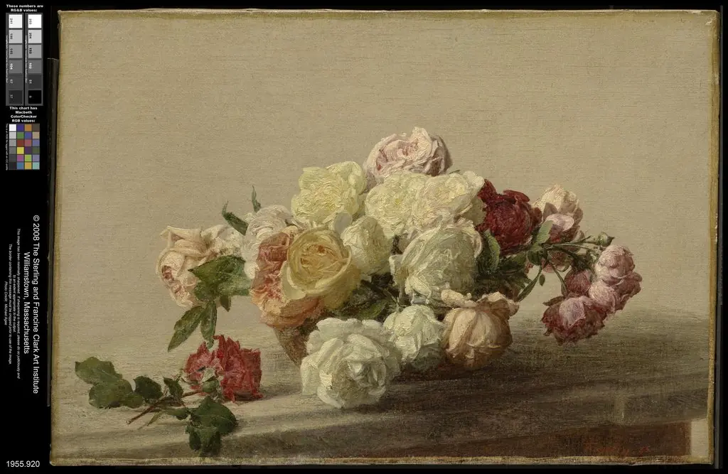 Bowl of Roses on a Marble Table, by Henri Fantin-Latour