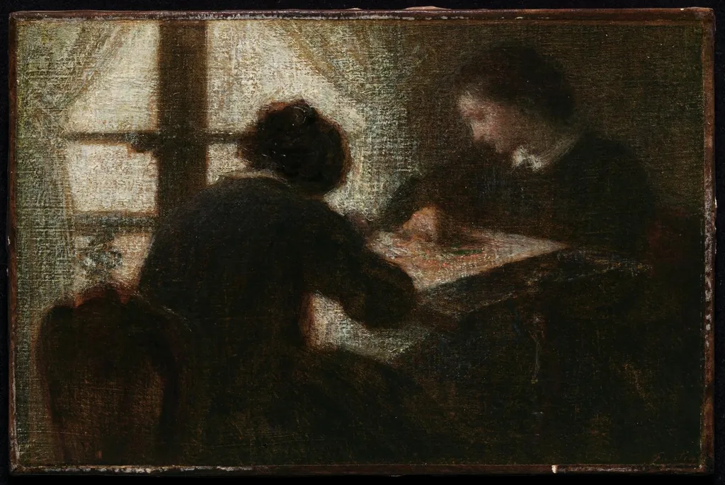 Embroiderers before a Window, by Henri Fantin-Latour, unspecified, 1880