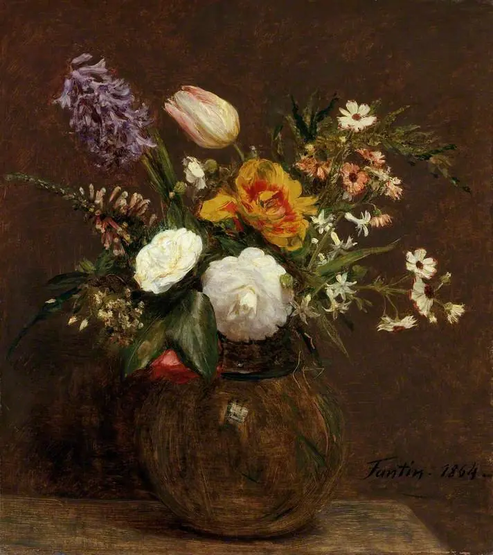 Flowers: Tulips, Camellias and Hyacinths, by Henri Fantin-Latour