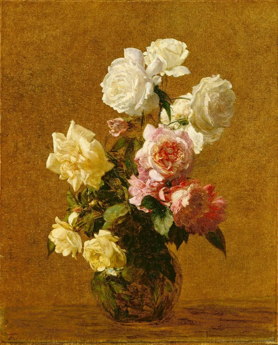 Roses, by Henri Fantin-Latour, oil, 1892