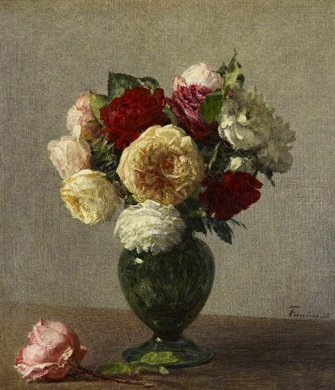 Roses, by Henri Fantin-Latour, oil, 1894