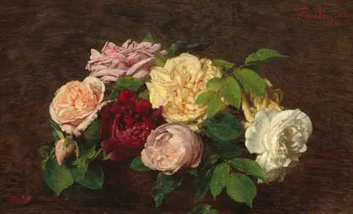 _Roses de Nice_ on a Table, by Henri Fantin-Latour