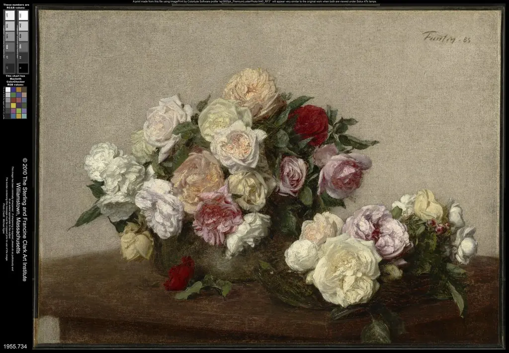 Roses in a Bowl and Dish, by Henri Fantin-Latour
