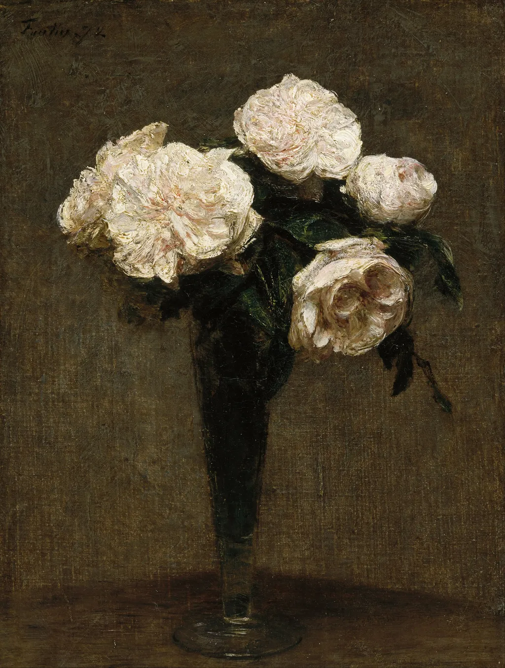 Roses in a Vase, by Henri Fantin-Latour, oil, 1872