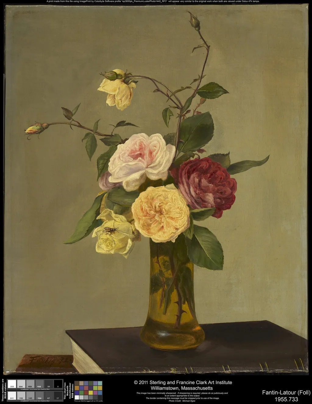 Roses in a Vase, by Henri Fantin-Latour, oil, 1880