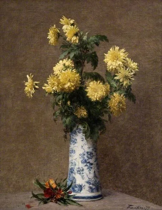 Yellow Chrysanthemums, by Henri Fantin-Latour, oil, 1890