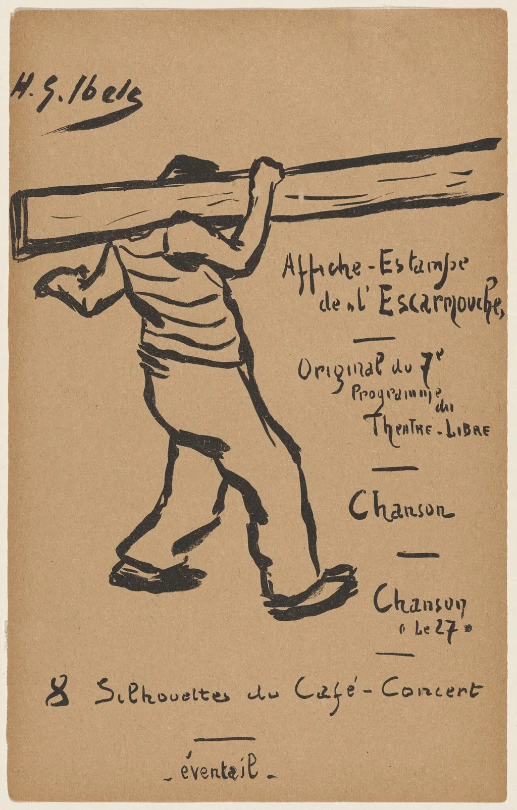 Man Carrying Lumber, by Henri-Gabriel Ibels, ink, 1893